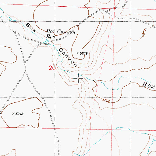 Topographic Map of Box Canyon, OR