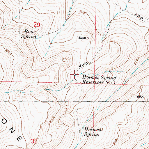 Topographic Map of Holmes Spring Reservoir Number One, OR