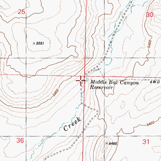 Topographic Map of Middle Box Canyon Reservoir, OR