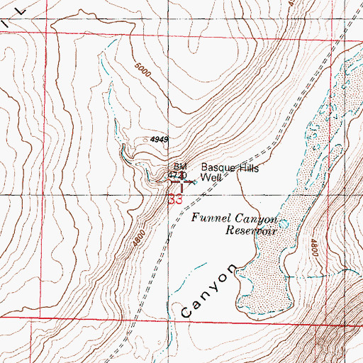 Topographic Map of Basque Hills Well, OR