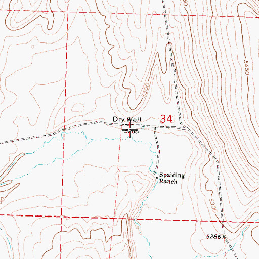 Topographic Map of Dry Well, OR