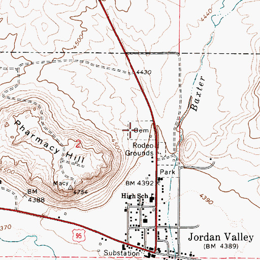Topographic Map of Jordan Valley Cemetery, OR