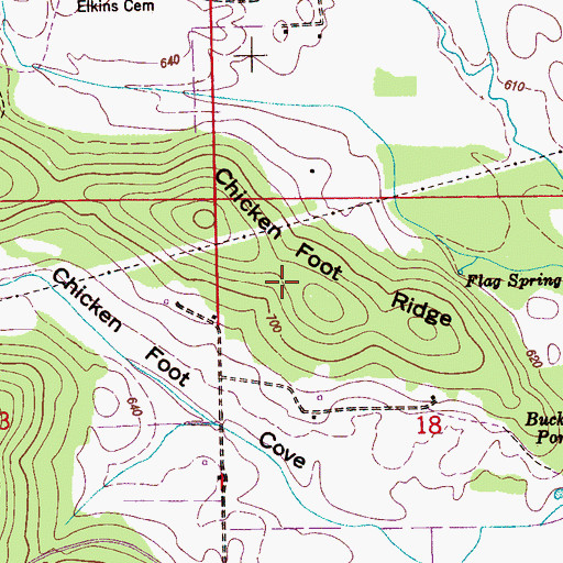 Topographic Map of Chicken Foot Ridge, AL