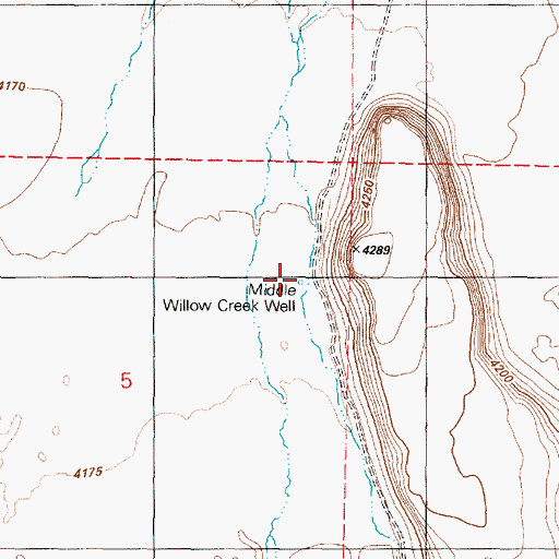Topographic Map of Middle Willow Creek Well, OR