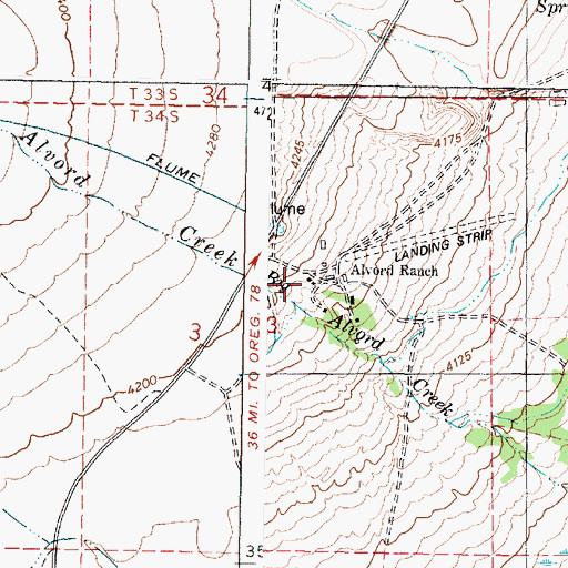 Topographic Map of Alvord Ranch, OR