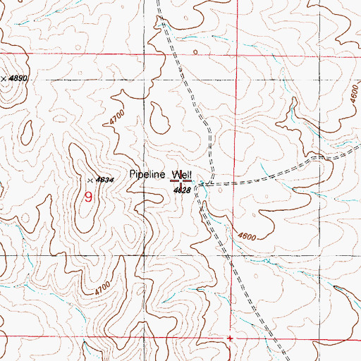 Topographic Map of Pipeline Well, OR