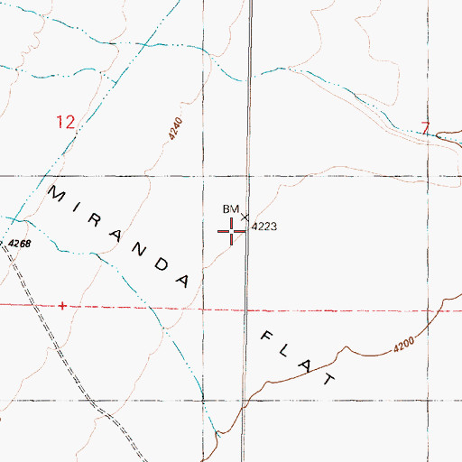 Topographic Map of Miranda Flat, OR