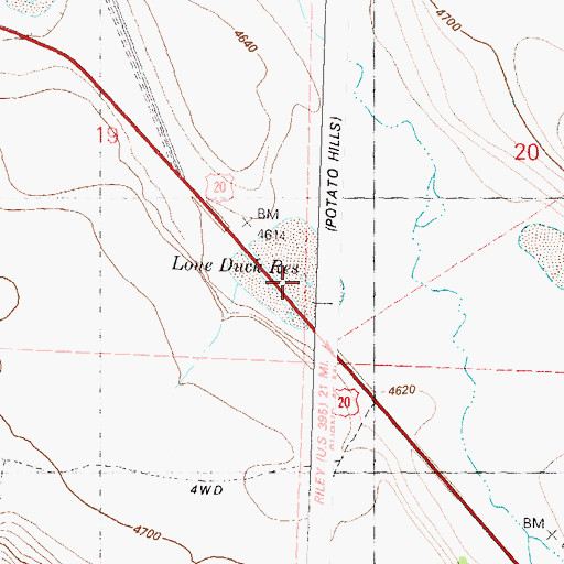 Topographic Map of Lone Duck Reservoir, OR