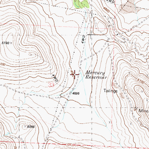 Topographic Map of Mercury Reservoir, OR