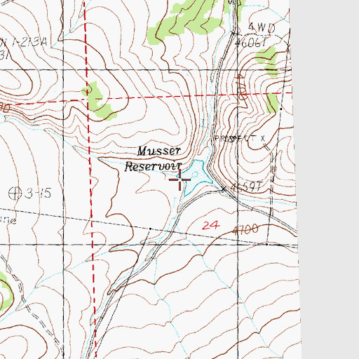 Topographic Map of Musser Reservoir, OR