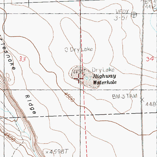 Topographic Map of Highway Waterhole, OR
