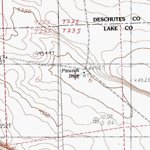 Topographic Map of Pausch Lake, OR