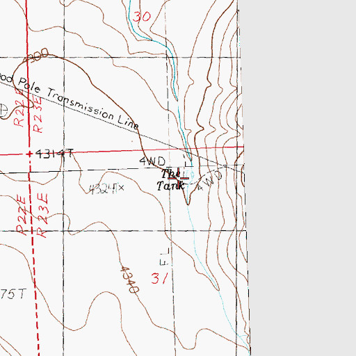 Topographic Map of The Tank, OR