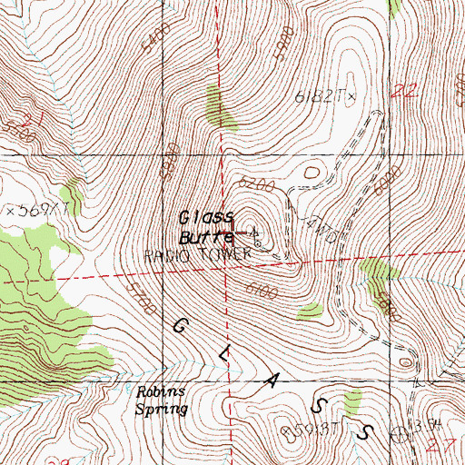 Topographic Map of Glass Butte, OR