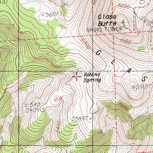 Topographic Map of Robins Spring, OR