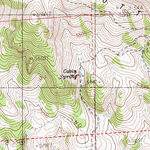 Topographic Map of Cabin Spring, OR