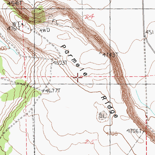 Topographic Map of Parmele Ridge, OR
