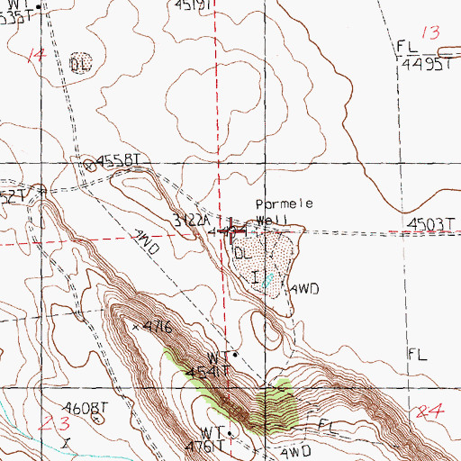 Topographic Map of Parmele Well, OR