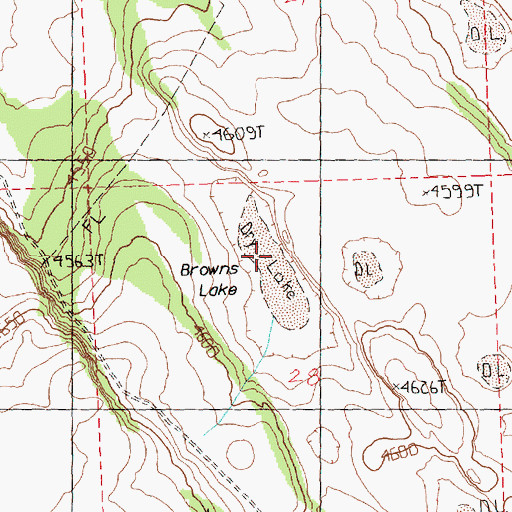 Topographic Map of Browns Lake, OR