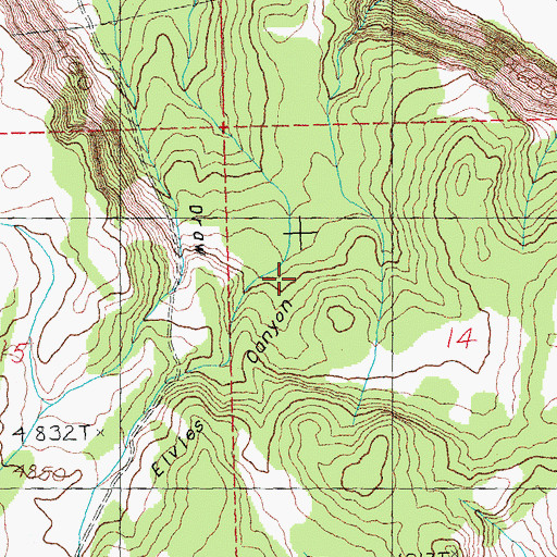 Topographic Map of Elvies Canyon, OR