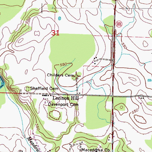 Topographic Map of Childers Cemetery, AL
