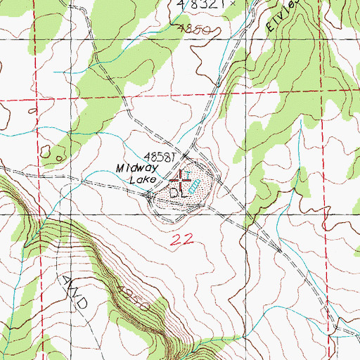 Topographic Map of Midway Lake, OR