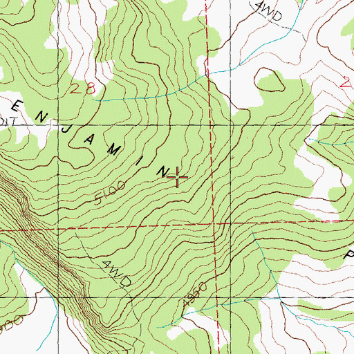 Topographic Map of Benjamin Point, OR