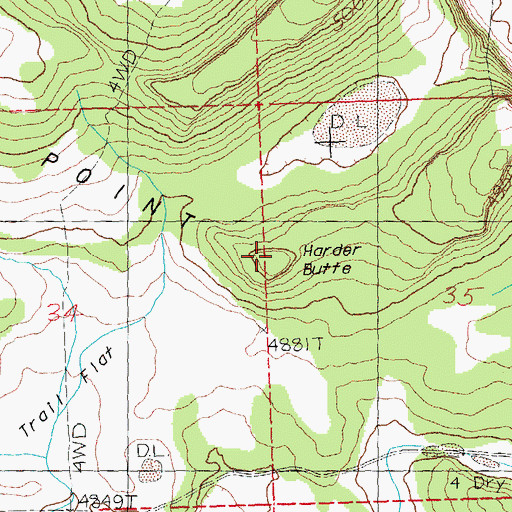 Topographic Map of Harder Butte, OR