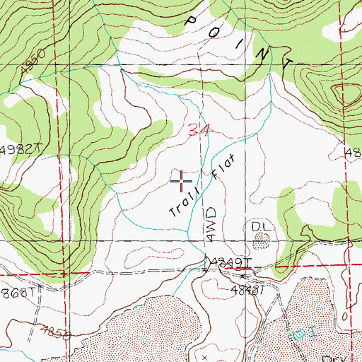 Topographic Map of Trail Flat, OR