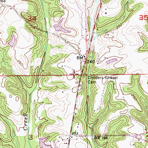 Topographic Map of Childers Chapel Cemetery, AL