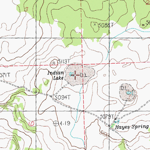 Topographic Map of Indian Lake, OR