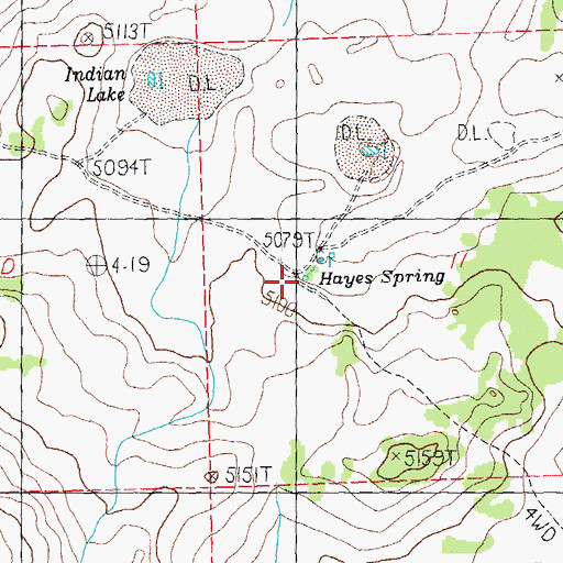 Topographic Map of Hayes Spring, OR