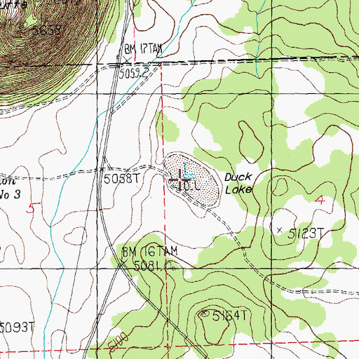 Topographic Map of Duck Lake, OR