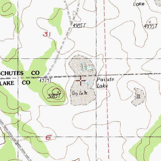 Topographic Map of Paiute Lake, OR