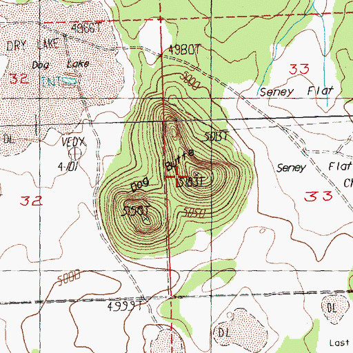 Topographic Map of Dog Butte, OR