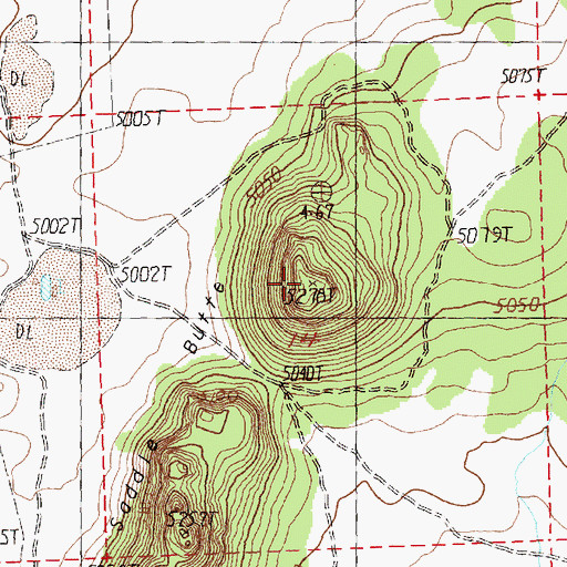 Topographic Map of Saddle Butte, OR