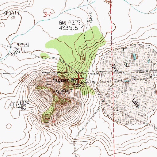 Topographic Map of Jaynes Well, OR