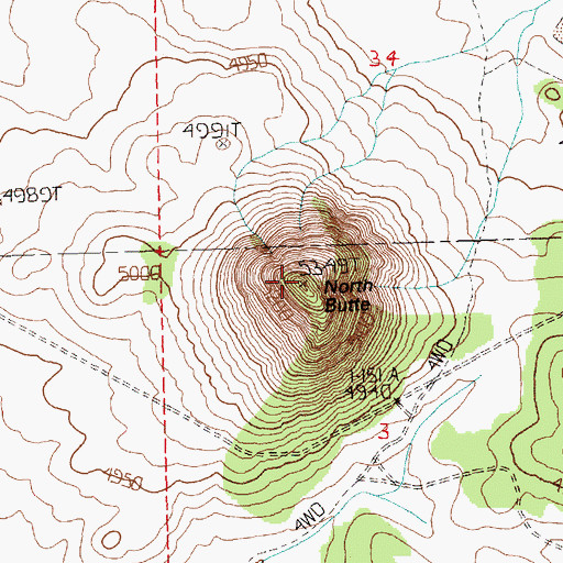 Topographic Map of North Butte, OR