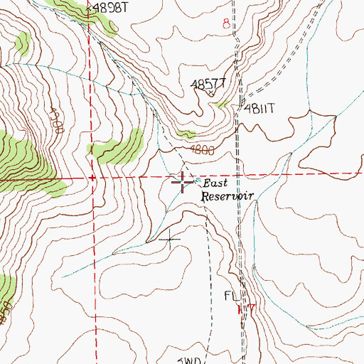 Topographic Map of East Reservoir, OR
