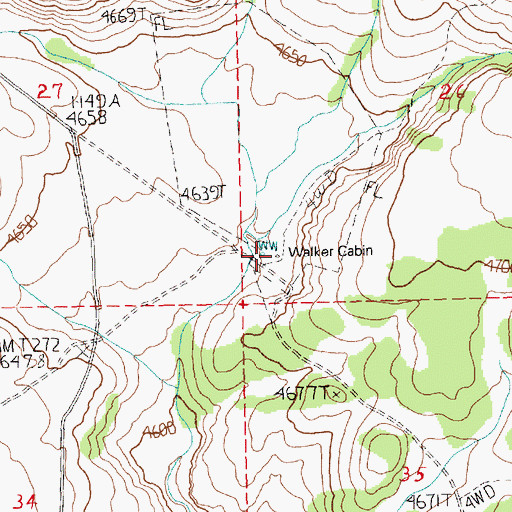 Topographic Map of Walker Cabin, OR