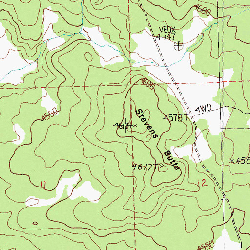Topographic Map of Stevens Butte, OR