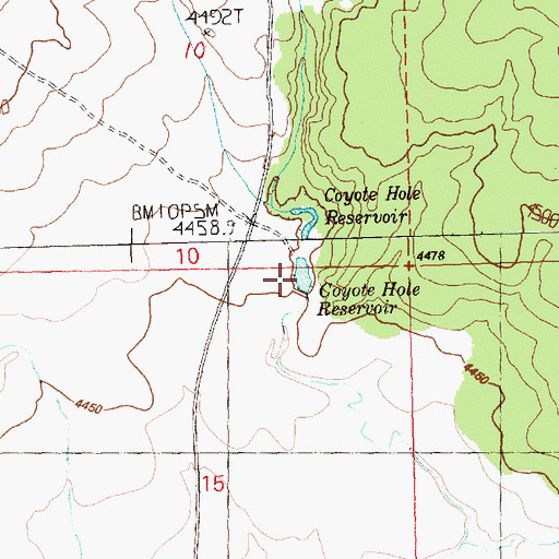 Topographic Map of Coyote Hole Reservoir, OR