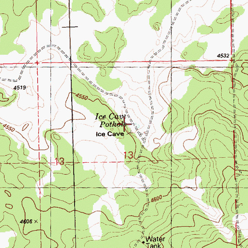 Topographic Map of Ice Cave Pothole, OR