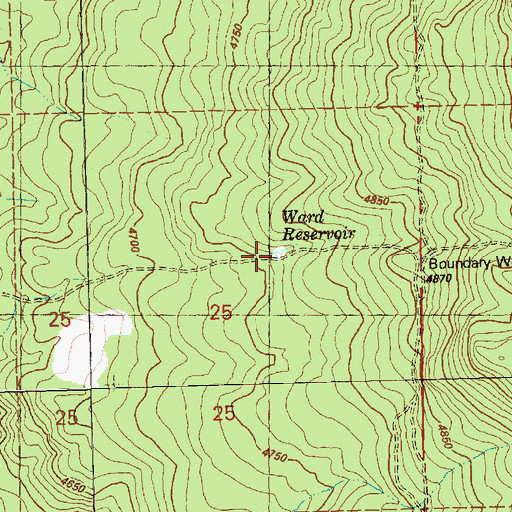 Topographic Map of Ward Reservoir, OR