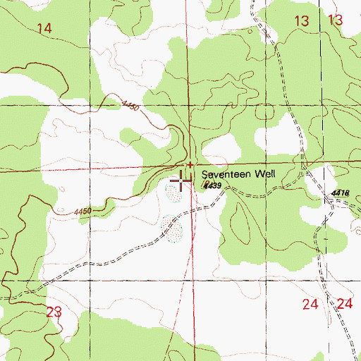 Topographic Map of Seventeen Well, OR
