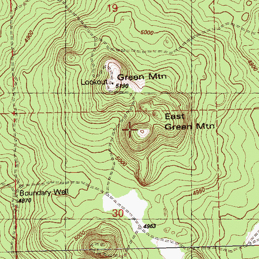 Topographic Map of East Green Mountain, OR