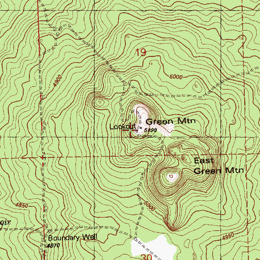 Topographic Map of Green Mountain Lookout, OR
