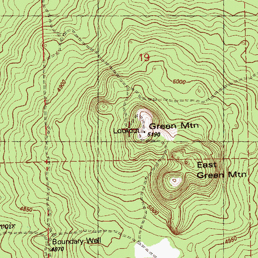 Topographic Map of Green Mountain, OR