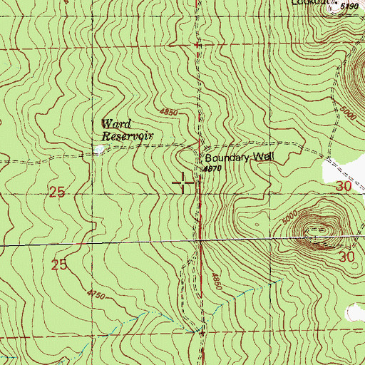 Topographic Map of Boundary Well, OR