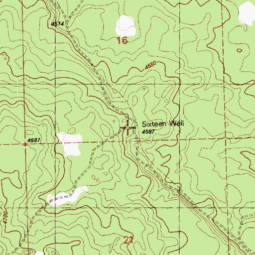 Topographic Map of Sixteen Well, OR